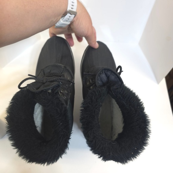 Sorel Kaufman Canada Snow Boots Winter Faux Fur Trim Black Womans Size 8 - Picture 6 of 7